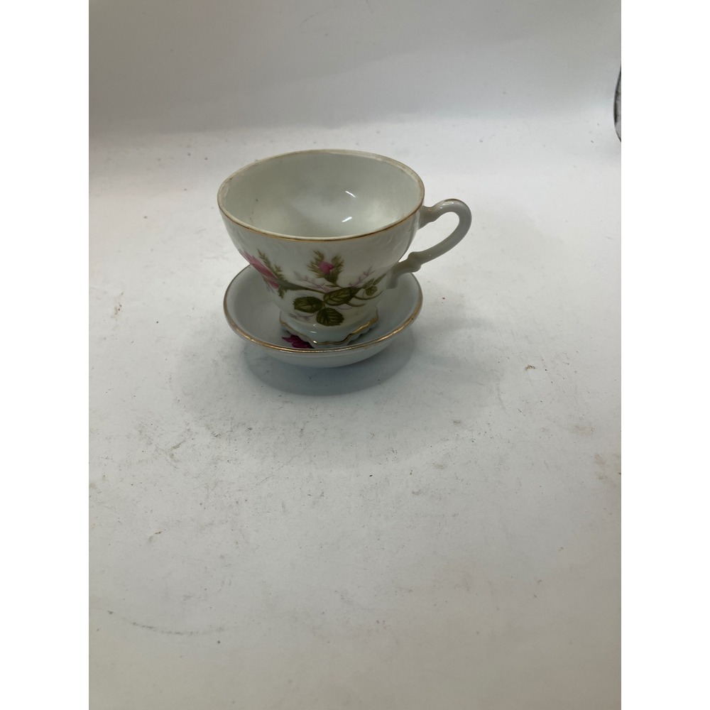 Vintage‎ Teacup and Saucer Set Floral Pink Rose Gold Trim Made In Japan